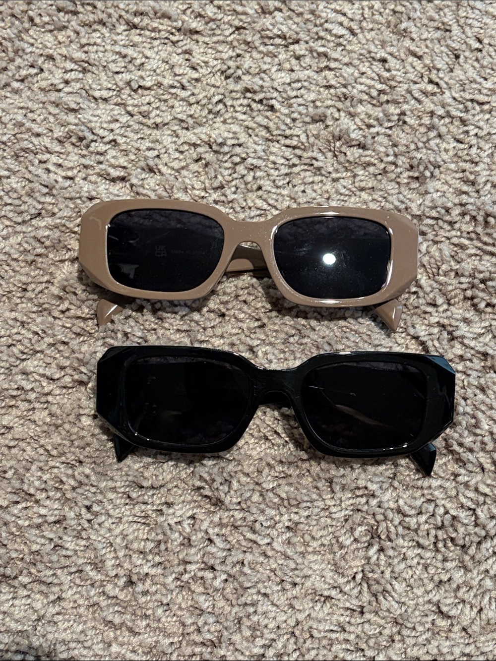 Women’s Rectangular Sunglasses - Beige and Black 2 for 1